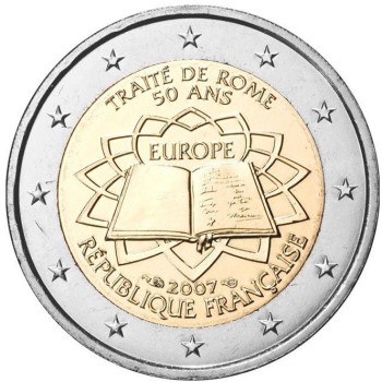 Moneta z okazji 50-lecia Traktatu Rzymskiego - edycja francuska z 2007 roku (awers)